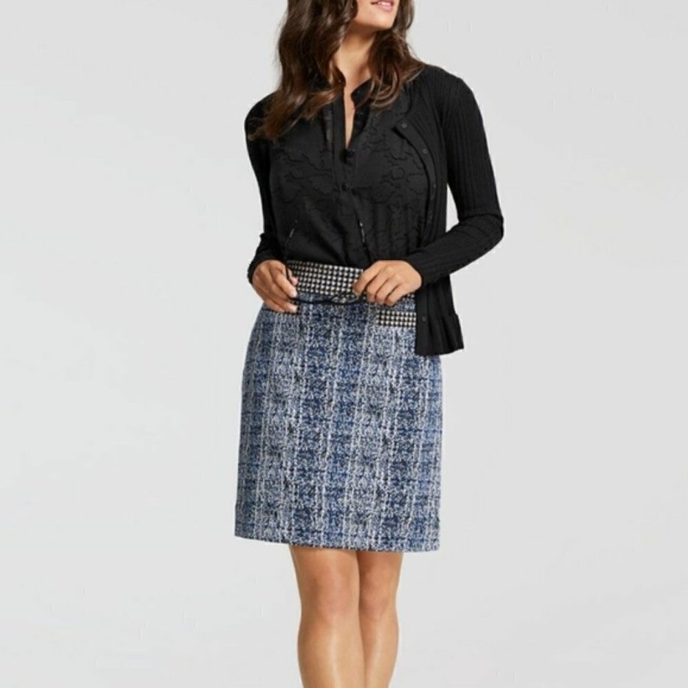 Cabi Reina Blue Matrix 21‎ Club A-Line Houndstooth Skirt 4 #5320